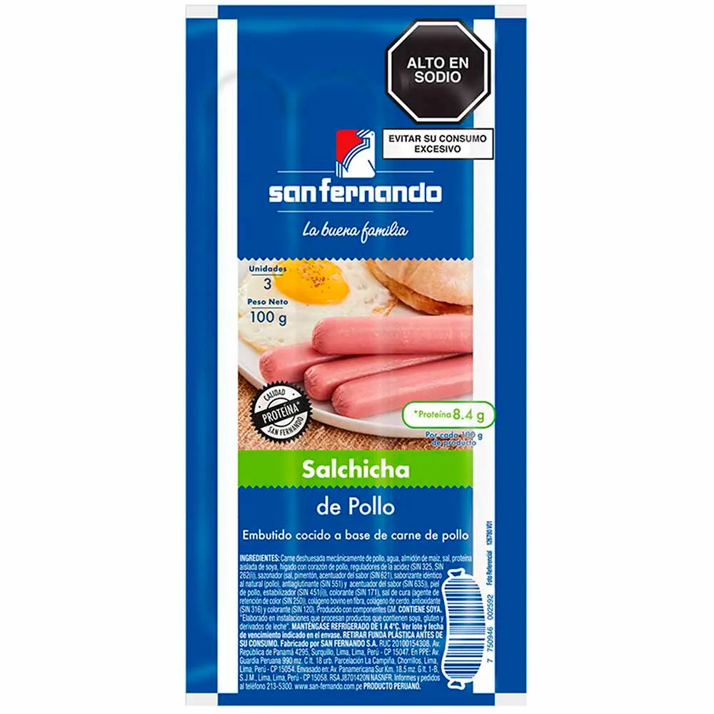 Salchicha de Pollo 100 gr x 6 Und