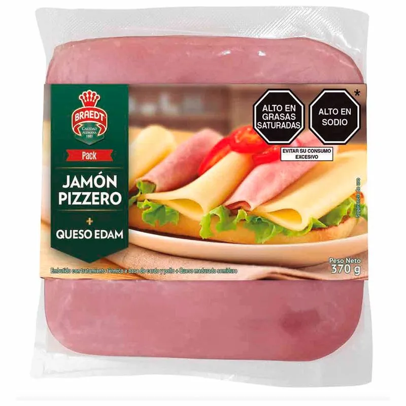 Pack jamón pizza /queso edan 370 gr